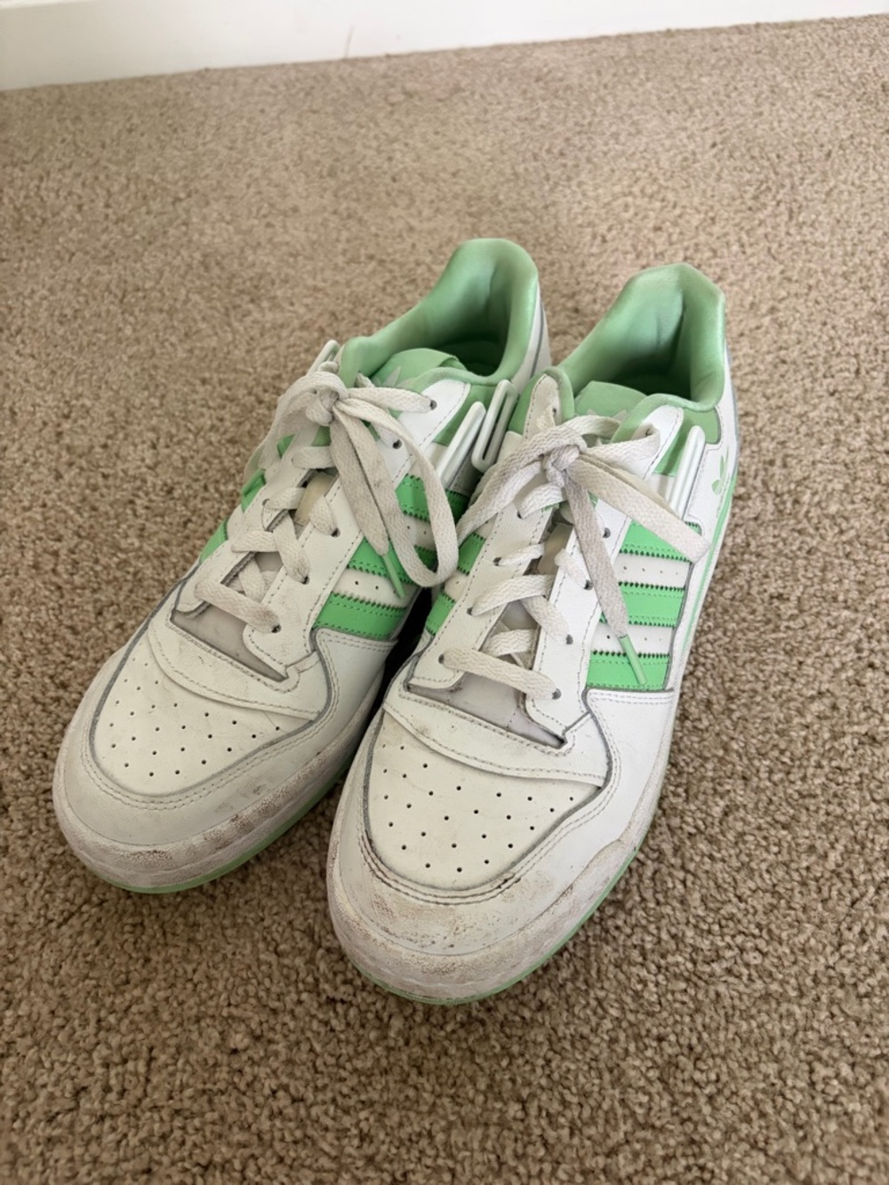 adidas White and Mint Green Women's Sneakers